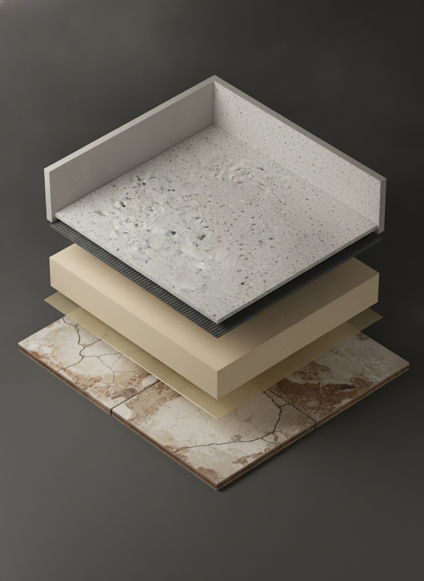 Cutaway of the overlay floor assembly